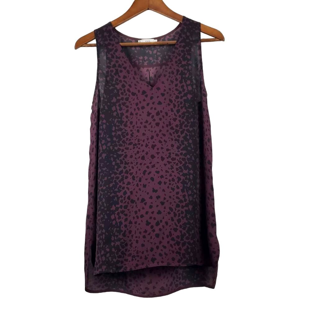 Vince Silk Sleeveless V Neck Top Blouse Tunic - S